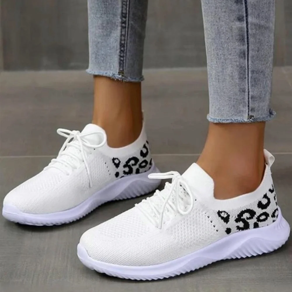 Leopard Print Lace up Low Top Sneakers - Picture 3 of 4